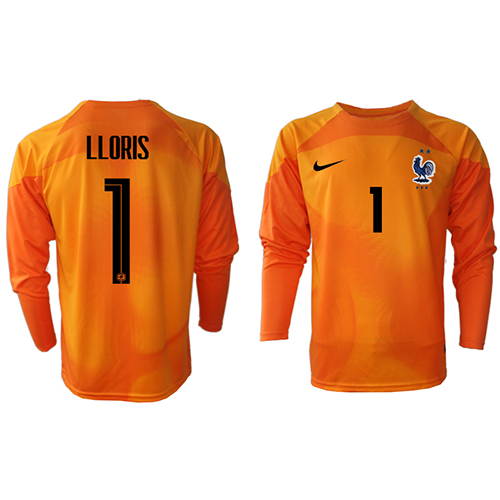 France Hugo Lloris #1 Goalkeeper Replica Home Shirt World Cup 2022 Long Sleeve